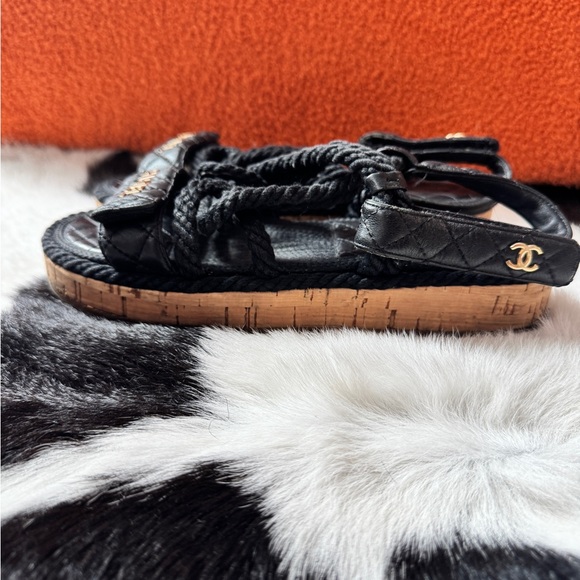 Chanel Black Quilted Sandals - Picture 6 of 6